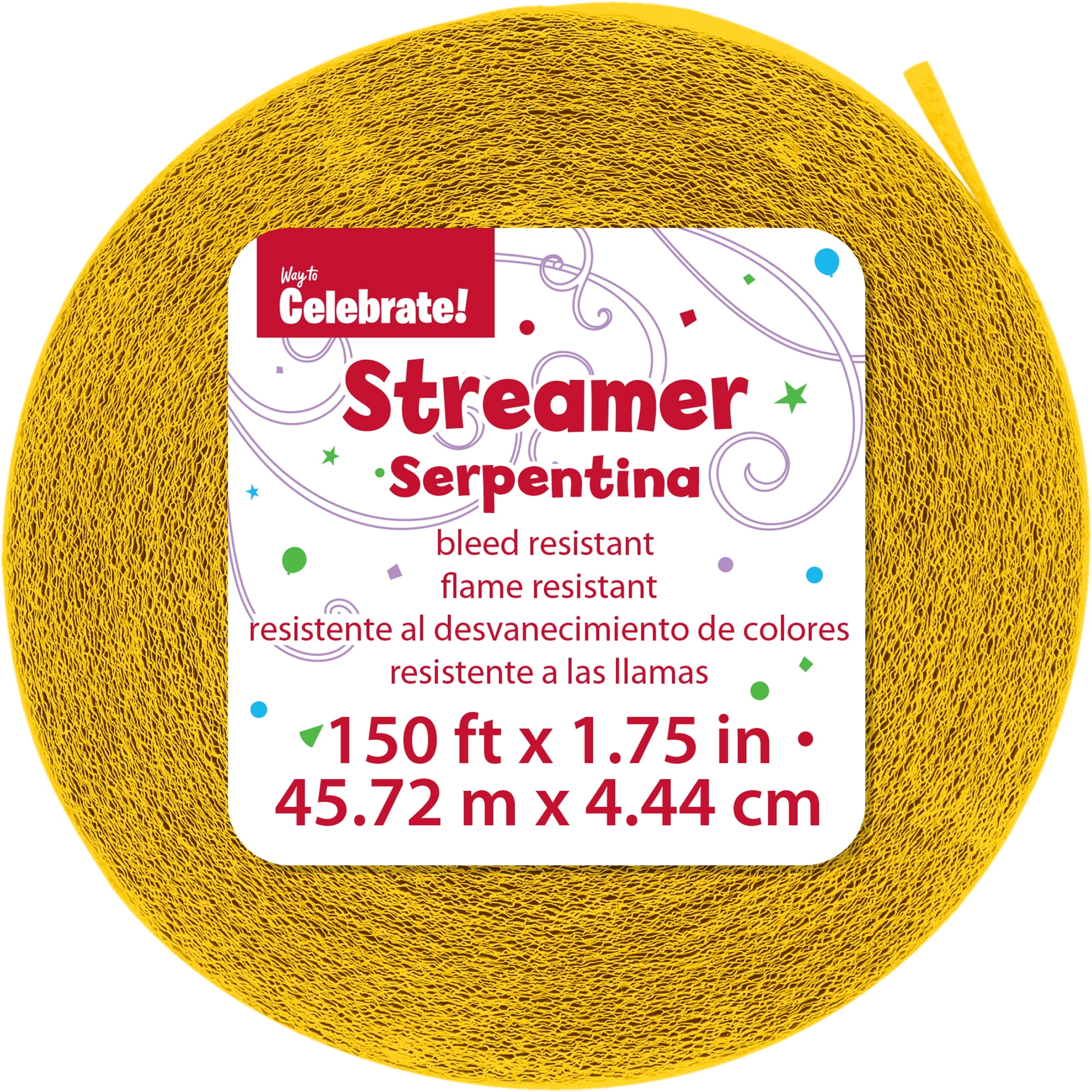 Yellow Crepe Streamers (Pack of 6) [COLDECS04YEL], Yellow Coloured Party  Supplies