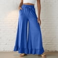thumbnail image 3 of Womens Wide Leg Pants Drawstring Elastic High Waisted Ruffle Hem Palazzo Pant Flowy Comfy Casual Baggy Trousers 2026, 2XL, 3 of 8