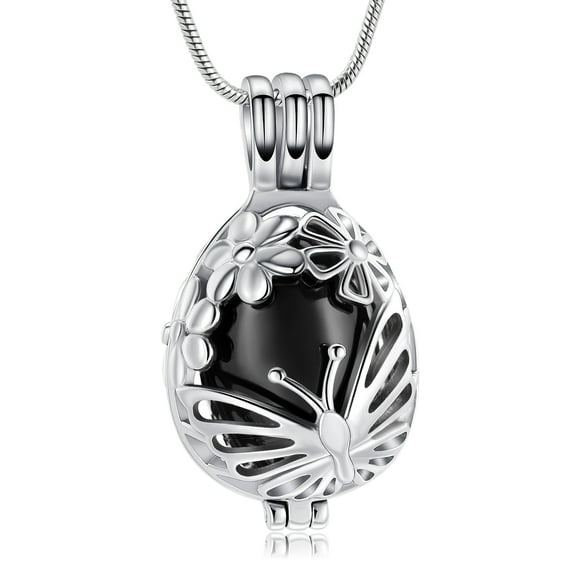 Hollow Butterfly Cremation Jewelry Teardrop Butterfly Urn Necklace for Ashes Memorial Locket for Women Men