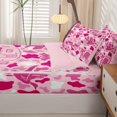 thumbnail image 4 of catabedysis Camo Camping Zipper Full Size Comforter Sets with Fitted Sheet and 2 Pillowcases For Girls,Wildlife Camper Pattern Zipper Bedding Set,Pink White,Pink Reversible,4 Pieces, 4 of 7