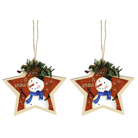 

2Pcs Christmas Hanging Ornaments Xmas Tree Pendants Five-Pointed Star Decors