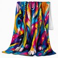 thumbnail image 2 of Pop Art Golden Retriever Portrait Sitting Cheerfully Against, Dramatic Pet Portrait Pattern, Warm Flannel Blanket for Living Room and Bedroom, Dog Lovers Just Because Gift, Pet Lover Home Decor, 2 of 9