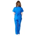 thumbnail image 2 of ACTIVE UNIFORMS Women Mock Wrap/Flare Pant Set Medical Scrub Set (True Royal Blue, X-Small), 2 of 4