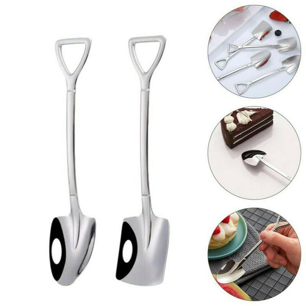 304 Stainless Steel Coffee Spoon Retro Shovel Ice Cream Tea Spoon Tableware 4pcs 