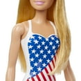 thumbnail image 4 of Barbie Doll with Beach Theme in American Flag Stars and Stripes Swimsuit, Blonde, 4 of 7