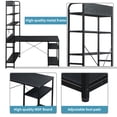 thumbnail image 5 of Computer Desk, Home Office Gaming Table with Steel Frame, MDF Board & 5 Tier Open Bookshelf, Rustic Writing Table Workstation with Plenty Storage Space, Black, 5 of 7