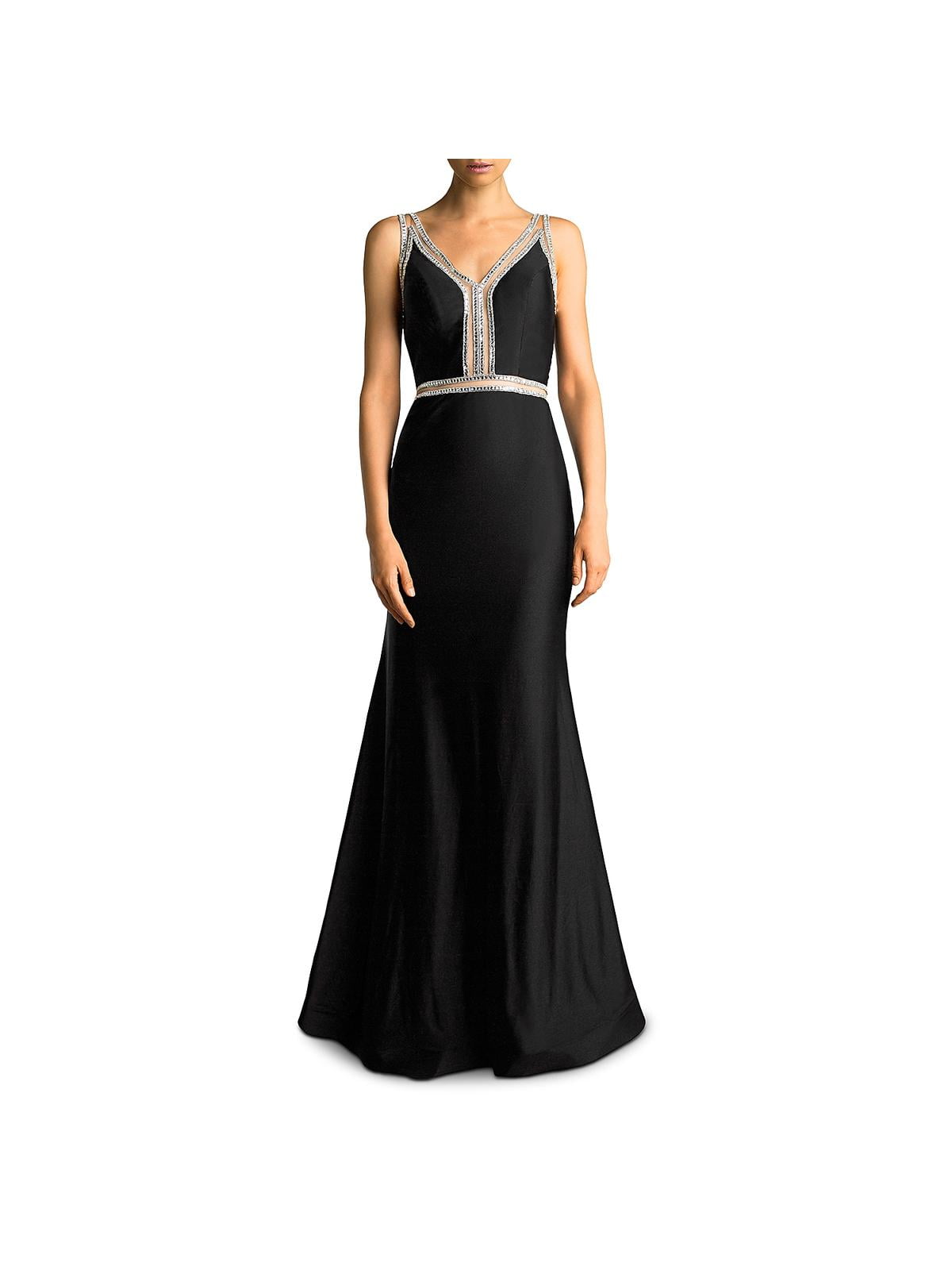 black trumpet evening gown