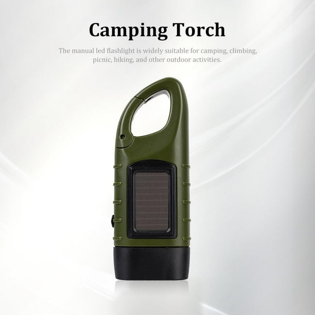 Lámpara Manivela Solar Dynamo Antorcha Exterior Emergencia LED Linterna (Verde Ehuebsd Para estrenar