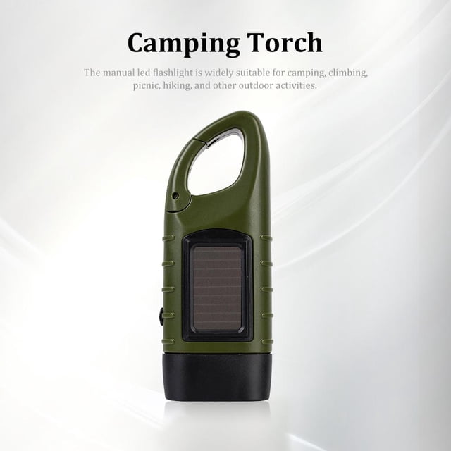 Lámpara Manivela Solar Dynamo Antorcha Exterior Emergencia LED Linterna (Verde