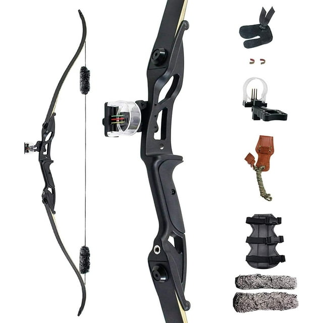 56" Recurve Bow Metal Riser Takedown Archery Bow for Hunting 3D Target 30 35 40 45 50 lbs Come with Stinger Tool RIGHT Handed