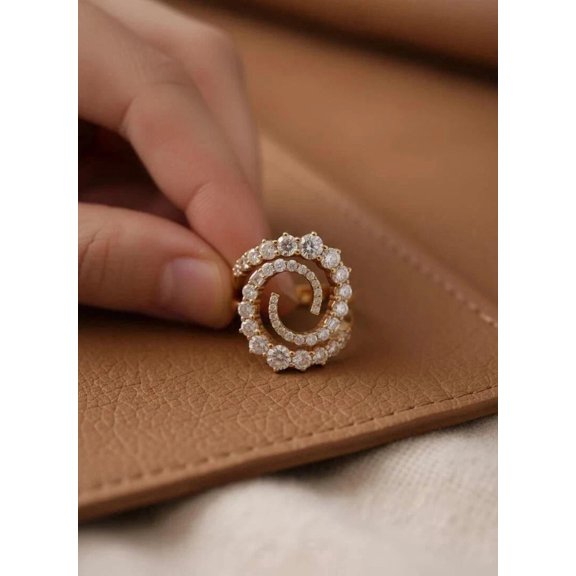 OM Jewels Round Design Women's Ring 14K Yellow Gold Plated 2Ct Moissanite