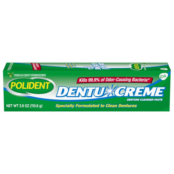 Polident Paste for Denture and Partials Cleaning, Triple Mint Freshness