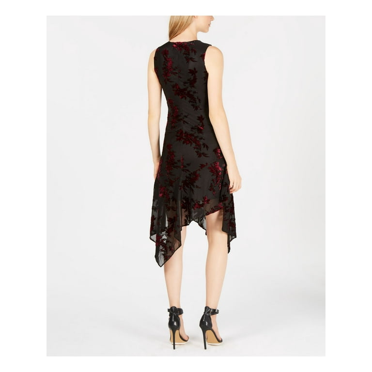 CALVIN KLEIN Womens Black Burnout Velvet Chiffon Midi Cocktail Dress 8 Walmart