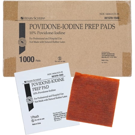 Henry Schein Povidone Iodine Prep Pads, 10% PVP Iodine Antiseptic Wipes, Non-Sterile, Not Made with Natural Rubber Latex, 1000 Pads per Case – Antiseptic Skin Cleanser for Medical Use