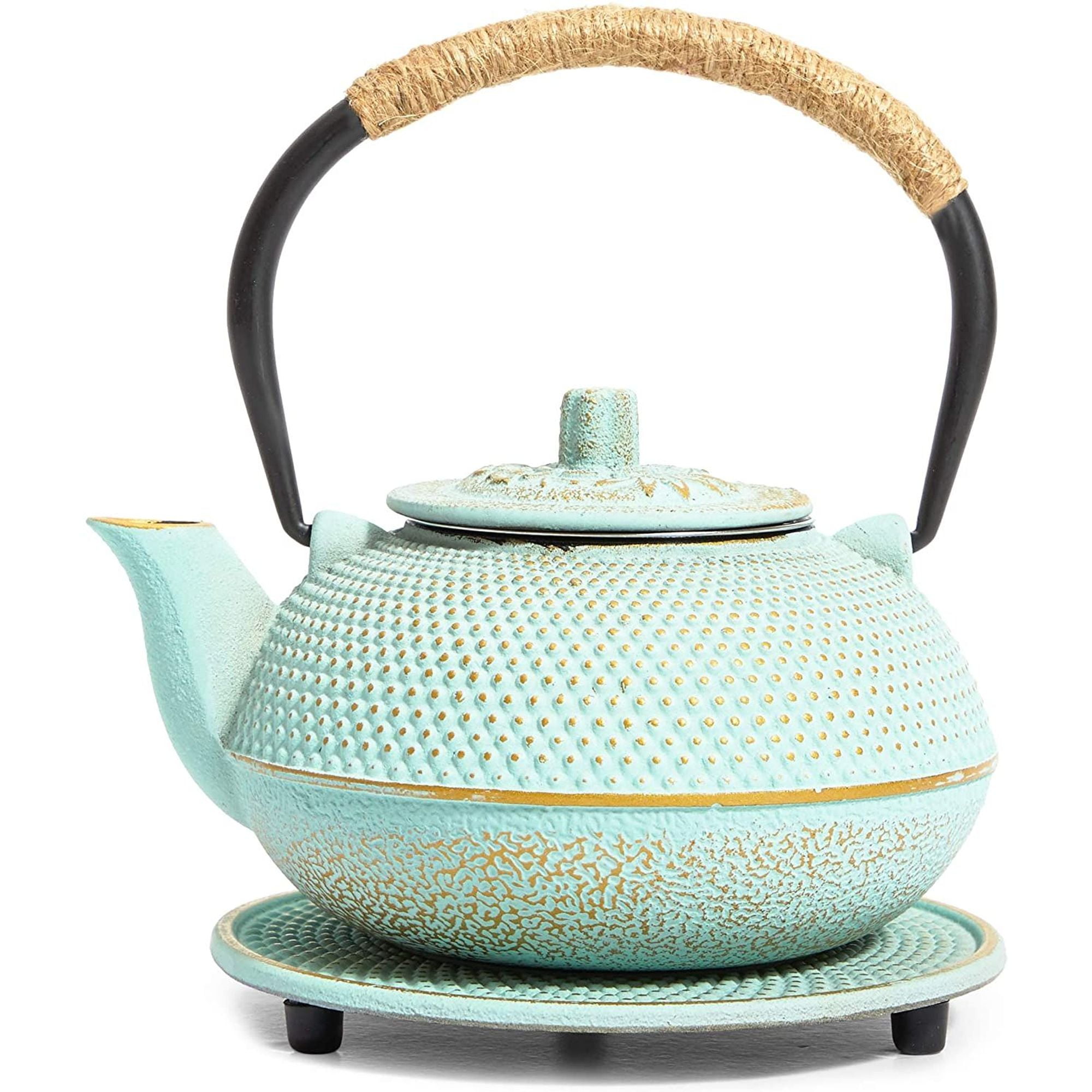 Cast Iron Teapot With Infuser Green Cast Iron Teapot Japanese Tea Kettle with Handle, Tea Infuser
