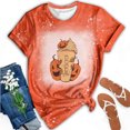 thumbnail image 5 of Tops Para Mujer Elegante Blusa Casual Camisas Manga Corta Corbata Digital Impresión Cuello Redondo Camiseta Suelta Odeerbi  ODB169053, 5 of 5