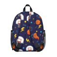 thumbnail image 3 of Basketball and Star Navy Pattern Backpack for School, Cute School Bag with Adjustable Shoulder Straps and Padded Back, 13.8"x11.4"x6", 3 of 5