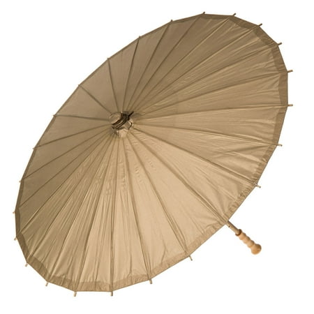 Paper Parasol (32-Inch, Champagne) - Chinese/Japanese Paper Umbrella - For Weddings and Personal Sun