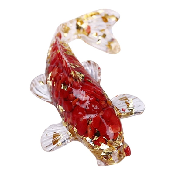 VKLU 1Pc Synthetic Crystal Koi Fish, Miniature Lucky Fish Figurine for Fairy Garden and Plants, Decorative Resin Fish Statue for Tabletop, Car, E
