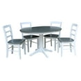 thumbnail image 3 of 36" Round Solid Wood Extension Dining Table with 4 Madrid Ladder Back Chairs in White/Heather Gray by International Concepts, 3 of 4