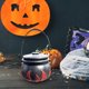 thumbnail image 5 of Cubo de dulces de Halloween, soporte para dulces negros, maceta para adorno de mesa (pintura con tapa), 5 of 5