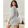 thumbnail image 4 of Ekouaer Women's Nightgown Long Sleeve Ribbed Knit Nightshirt Round Neck Sleep Shirt Soft Sweater Dress, 4 of 6