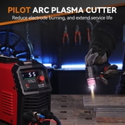 ARCCAPTAIN 55A Plasma Cutter,Non-Touch Pilot ARC Air Plasma Cutting Machine,Large LED Display,1/2 Clean Cut,Post Flow,120/240V Dual Voltage IGBT Inverter,2T/4T,and 1/4-18 NPT, for Beginners DIY