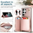 thumbnail image 5 of Crossbody Zipper Wallet Bag Case for Samsung Galaxy S24 Ultra,Dteck Lager Capacity Purse Leather Card Slots Pocket Shockproof Case Kickstad Cover with Shoulder Strap, Rosegold, 5 of 9