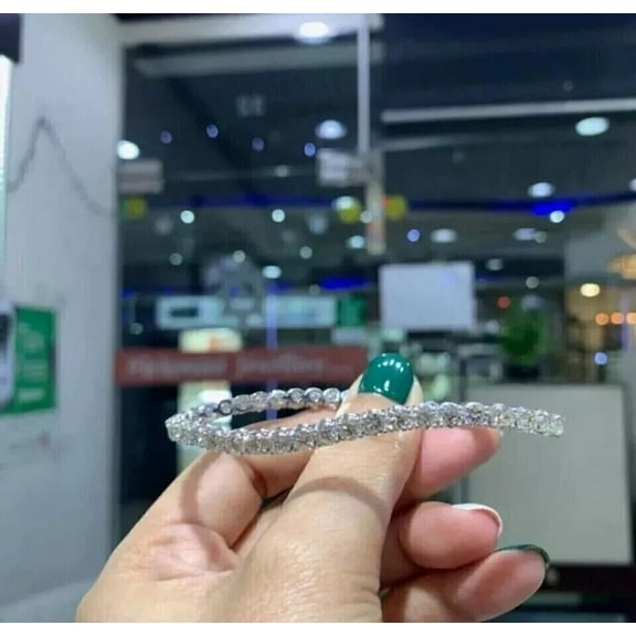 10 Ct Lab-Created Diamond Round Cut Tennis Bracelet 14k White Gold Plated Silver