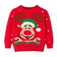 thumbnail image 2 of Bnwani Christmas Pullover Sweater for Toddler Fall Winter Knitted Crew Neck Cartoon Sweater Red, 2 of 5