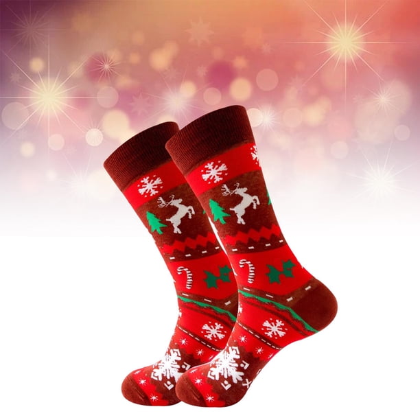 Calcetines Largos Mujer Calcetines Largos Navideños Para Mujer - Estampado De Renos Y Copos De Nieve Medias Navidad Hasta Muslo