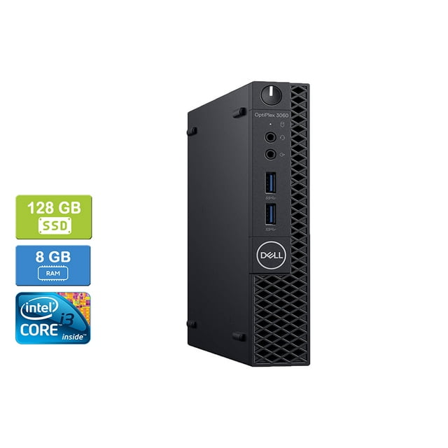 Remis à Neuf : DELL 3060 Intel Core i3-8100T 8 Go 128 Go SSD Win 10 Pro