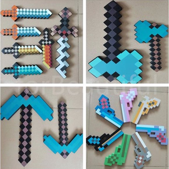 Amyove Minecraft EVA en Mousse Diamant Pioche Pistolet Hache Hache Épées Jeu Modèle Jouet Cadeau pour Enfants Figurine d'Action Jouets Cosplay Brinquedos