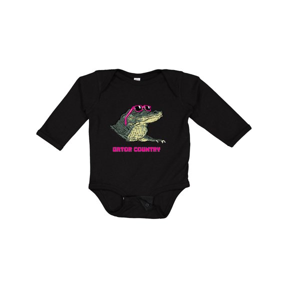 Inktastic Gator Country Sunny Gator in Pink Sunglasses Boys or Girls Long Sleeve Baby Bodysuit
