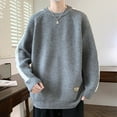 thumbnail image 3 of Pisexur Sweaters Men Soft and Comfortable Fall Sweaters Men Casual Printing Round Neck Solid Color Long Sleeve Striped Knit Sweater Gray,3XL, 3 of 3