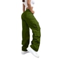 thumbnail image 6 of JUSLIO Womens Multi-Pocket Casual Trousers High Waist Wide Leg Cargo Pants,Green,S, 6 of 9