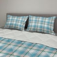 thumbnail image 2 of Checkered Comforter & Sham Bedding Set, Pastel White Blue Checkered Pattern with Pink Strips Fresh Summer Design, 3 pcs Duvet Set Microfiber Filling Quilt, 5 Sizes, Aqua Turquoise Pink, by Ambesonne, 2 of 4