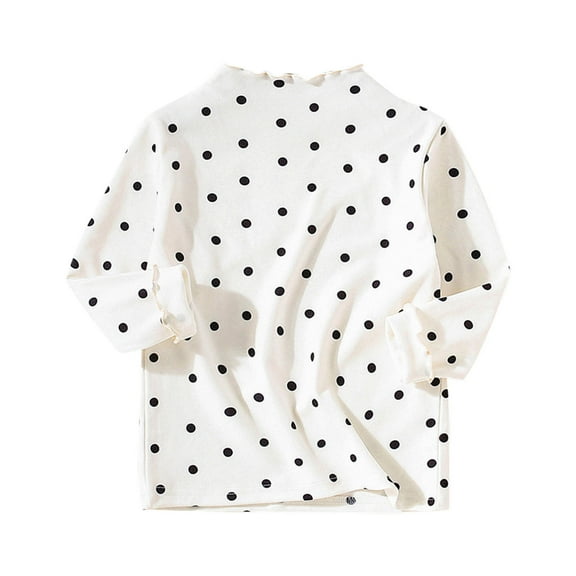 MeetoTime Children's Long Sleeved Bottom Layer Shirt Kids Polka Dot Printed Pullover Top for Girls
