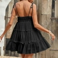 thumbnail image 2 of eileial Women Sexy Low Cut Mini Dress Satin Spaghetti Strap Backless A-line Short Dress Clubwear(Black,XL), 2 of 5