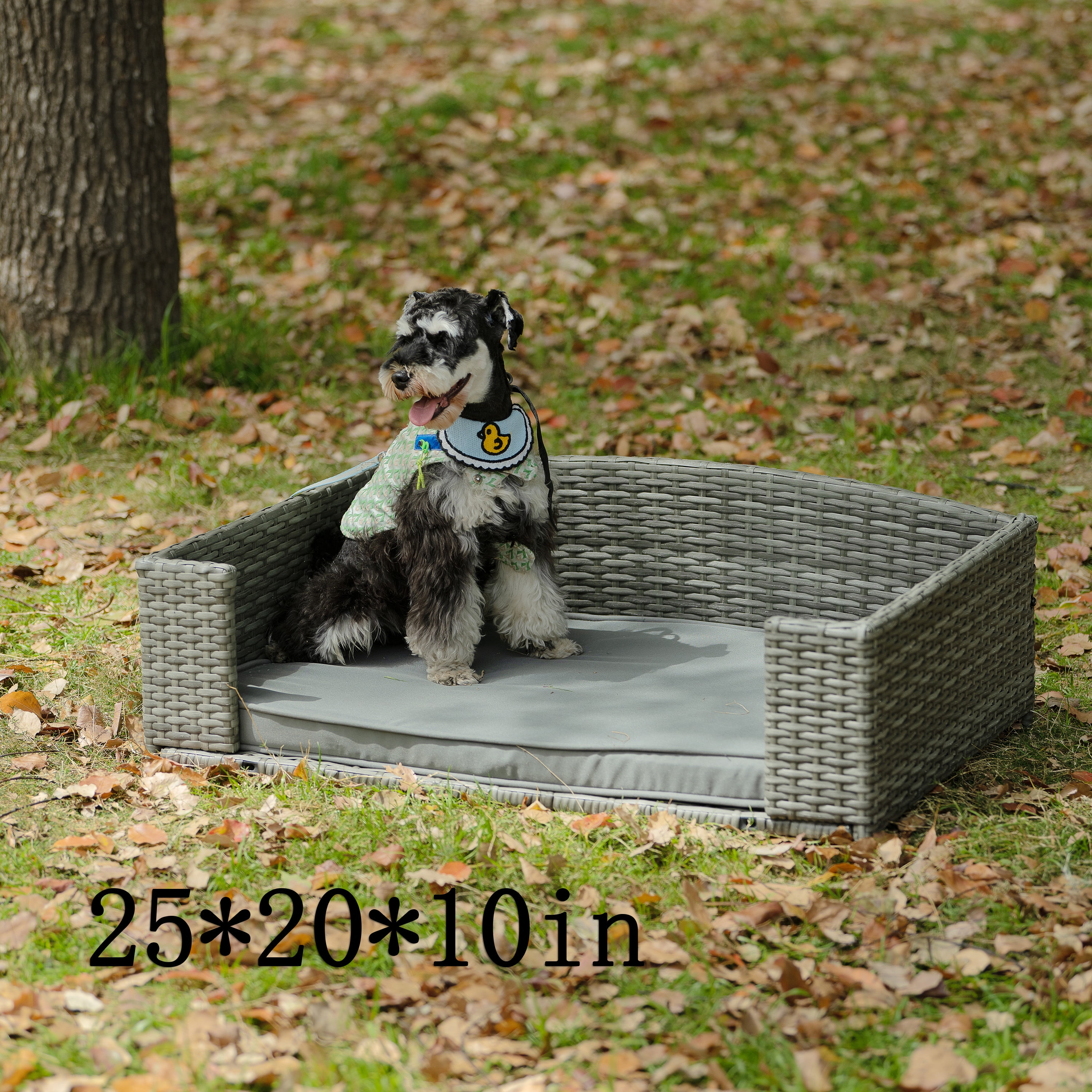 Smart FENDEE Dog Bed Rattan Outdoor Pet Bed with Cushion for Patio, 25 ...