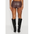 thumbnail image 4 of Women's Solid Faux Leather Micro Shorts, 4 of 4