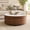 Walnut, variant on Atumcto 29.5" Modern Round Coffee Table with Casters, 2 Drawers, Marble-Pattern Sintered Stone Top for Living Room, Gray
