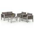 thumbnail image 1 of Costway 4 PCS Aluminum Patio Furniture Set with Thick Cushions & Tempered Glass Tabletop, 1 of 10