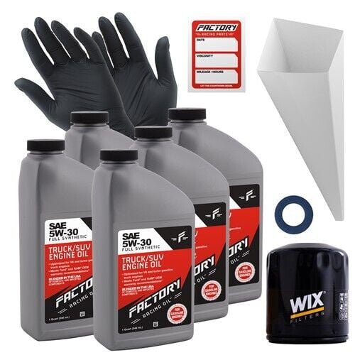 Factory Racing Parts Oil Change Kit Compatible with Toyota Avalon 1995-04, Camry 1994-06, Highlander 2001-07, Sienna 1998-06, Solara 1999-08, Tacoma 2005-15, Tundra 2005-08 5W-30 Full Synthetic Oil