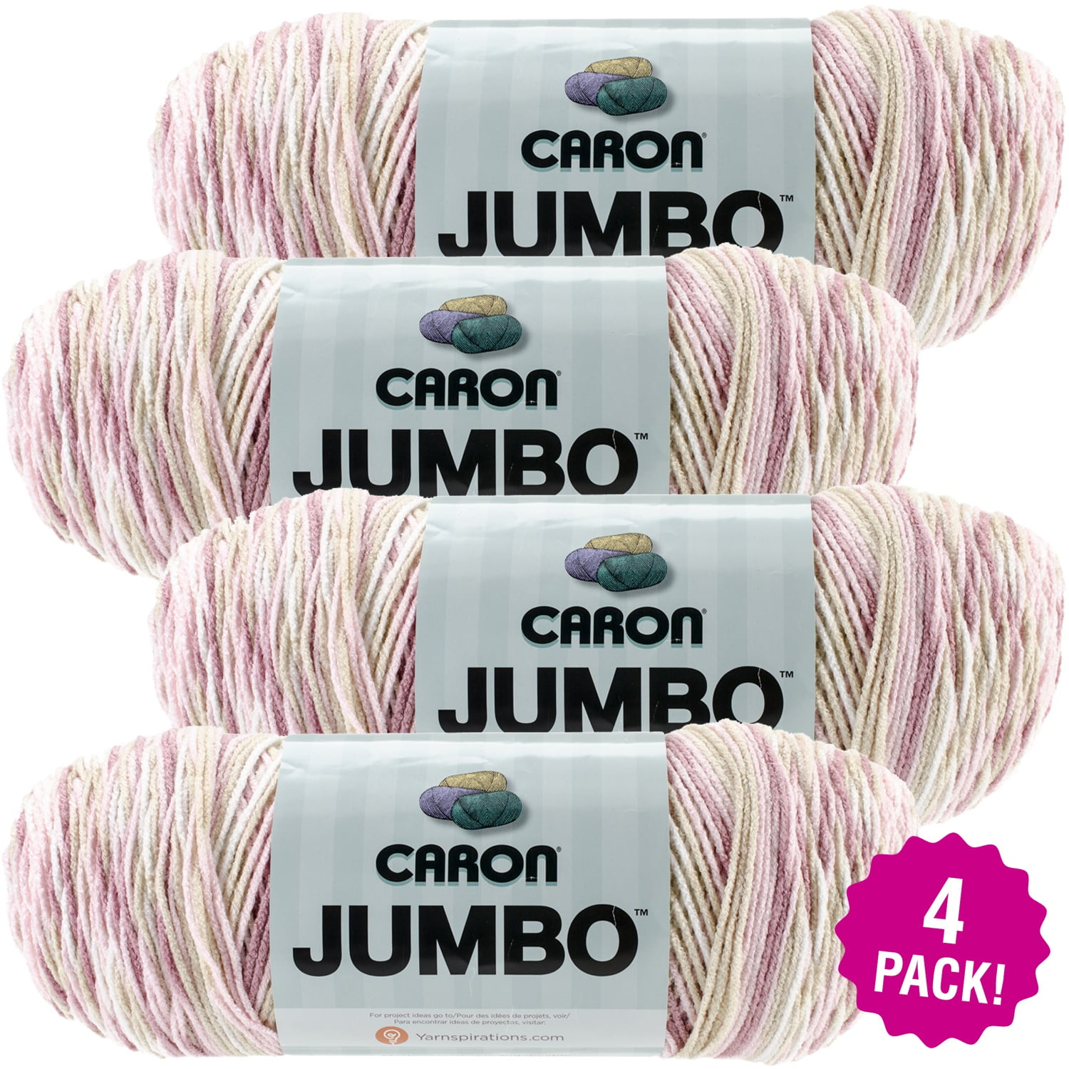 Caron Jumbo Print Yarn Rosewood, Multipack of 4
