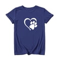 thumbnail image 2 of Gibobby Blusa de Trabajo de Manga Corta Camisetas mujer Cuello redondo Ultra Manga corta Pata Amor Corazón Estampado Cómodo Casual Tops Blusa para(Azul,CH), 2 of 3