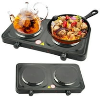 Countertop Double Burner, 2000W Electric Hot Plate and Portable Stove with Temperature Controls, Lightweight Burner Cooktop for Cooking, Black