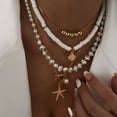 thumbnail image 3 of NICKSUN Shell Necklaces for Women Layered Gold Boho Beaded Seashell Choker Adjustable Pearl Starfish Necklace Beach Jewelry Hawaiian Summer Accessories for Women, 3 of 9