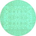 thumbnail image 1 of Ahgly Company Indoor Round Oriental Turquoise Blue Traditional Area Rugs, 8' Round, 1 of 4