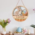 thumbnail image 4 of YWIYIUD 1PC Easter Wreath Rabbit Wooden Front Door Wreath 12 Inch, Easter Rabbit Eggs Wooden Sign, Round Easter Hanging Sign for Holiday Home Door Wall Farmhouse Decorations Indoors Outdoors, 4 of 9